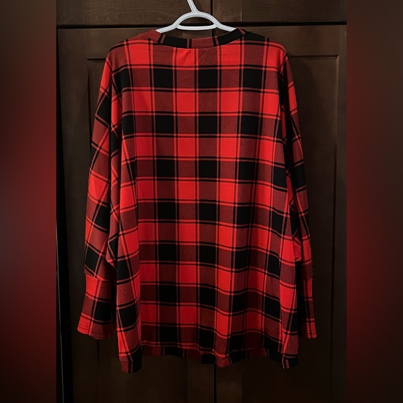 Plaid Print Batwing Sleeve Open Front Coat - Picture 6 of 6